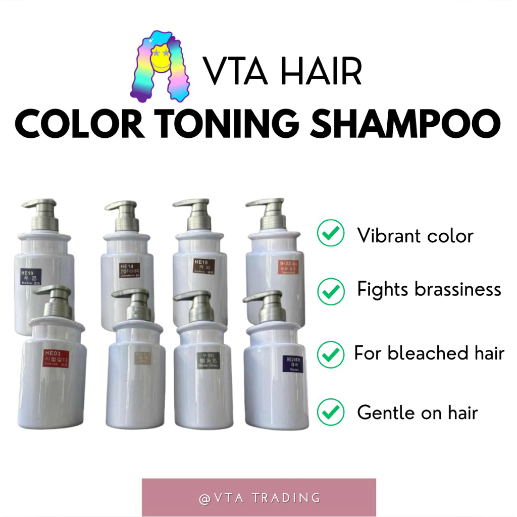 VTA Hair Color Toning Shampoo Purple, Blue, Red, Brown, Ash 100ml-500ml